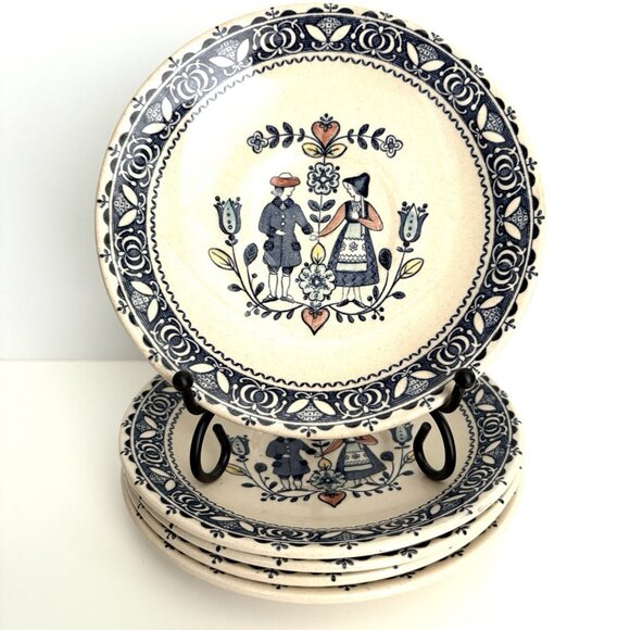 JOHNSON BROTHERS Staffordshire Old Granite Saucers Lot 5 Hearts & Flowers 5.5” - Picture 1 of 6